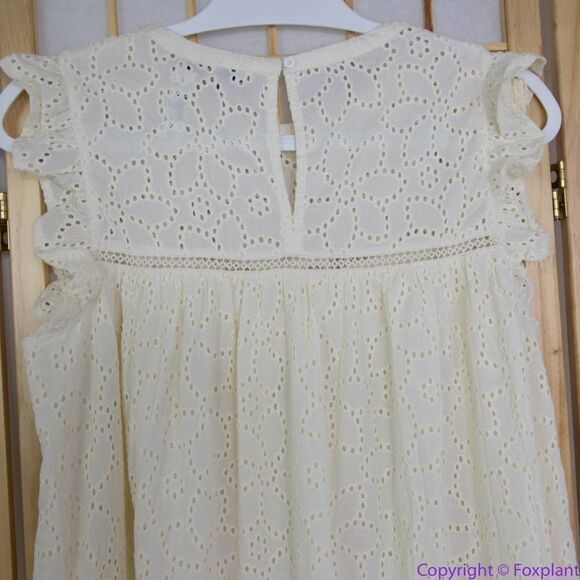 NEW Madewell Off White Eyelet Ruffle-Sleeve Mini Dress, L - Picture 7 of 16